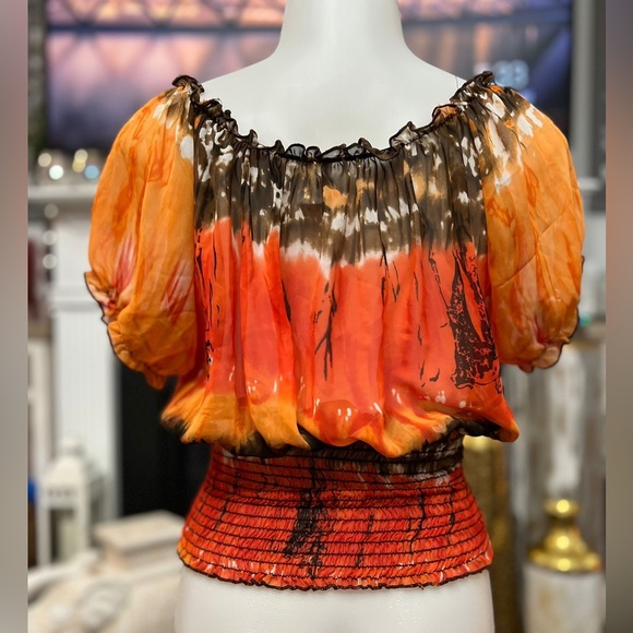 1.2.3 Cute Vintage Sheer Cropped Top Size Small - Picture 2 of 4